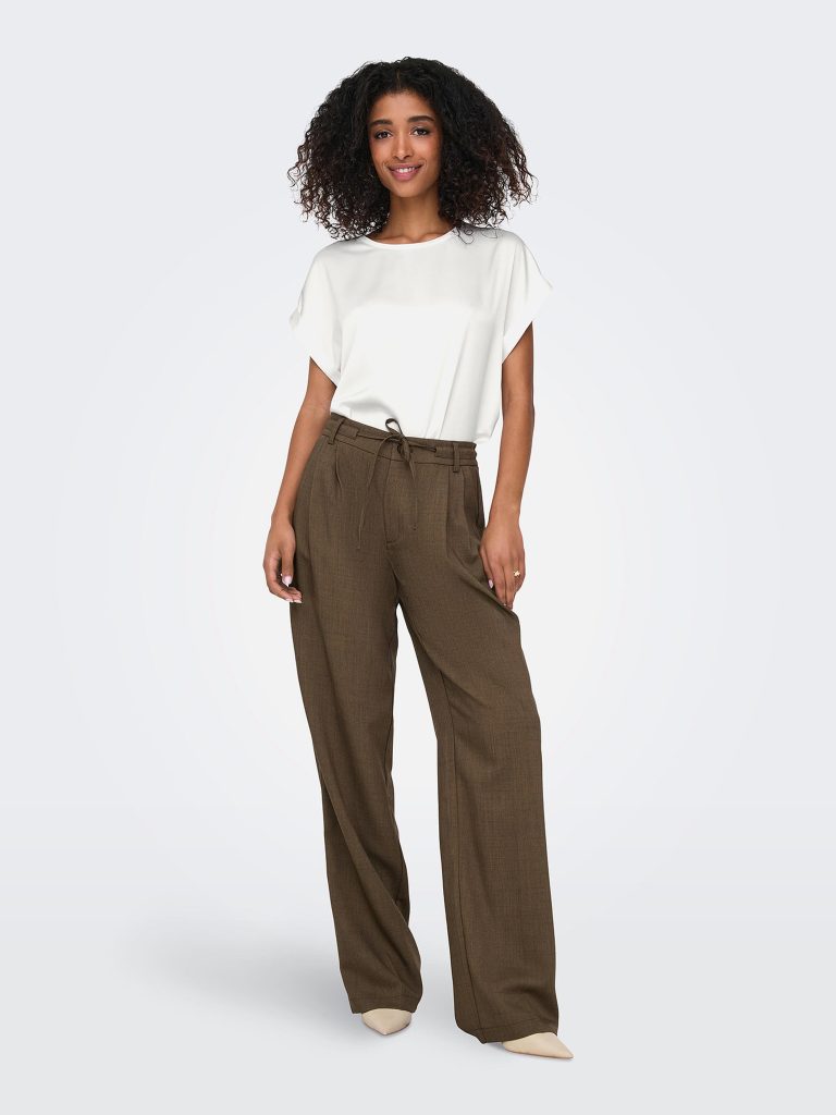 ONLLIEKE SS SATIN MIX TOP WVN SNOW WHITE