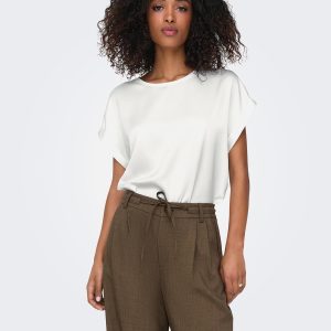 ONLLIEKE SS SATIN MIX TOP WVN SNOW WHITE – Image 4