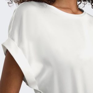ONLLIEKE SS SATIN MIX TOP WVN SNOW WHITE – Image 5