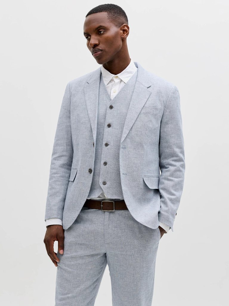 JPRMARTIN SUMMER BLZ LINEN BLEND FADED DENIM