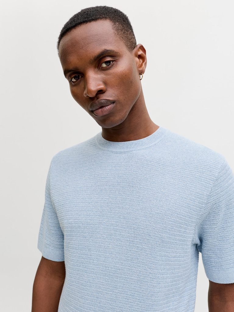 JPRBLURILEY KNIT CREW NECK SS SN ASHLEY BLUE