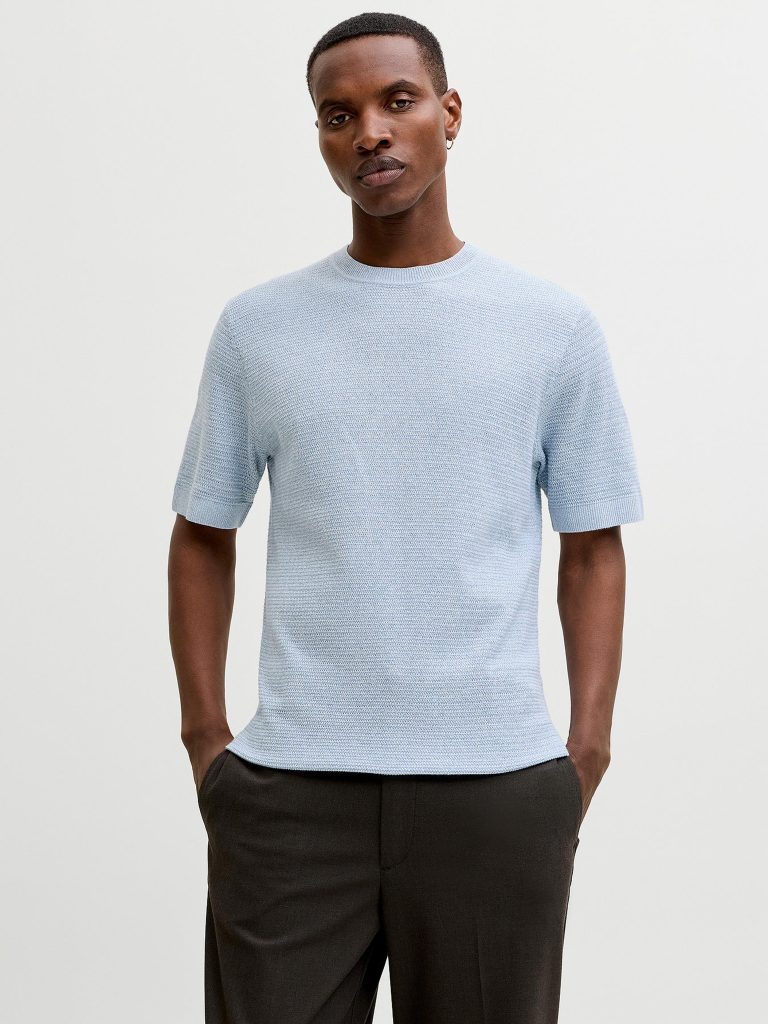 JPRBLURILEY KNIT CREW NECK SS SN ASHLEY BLUE