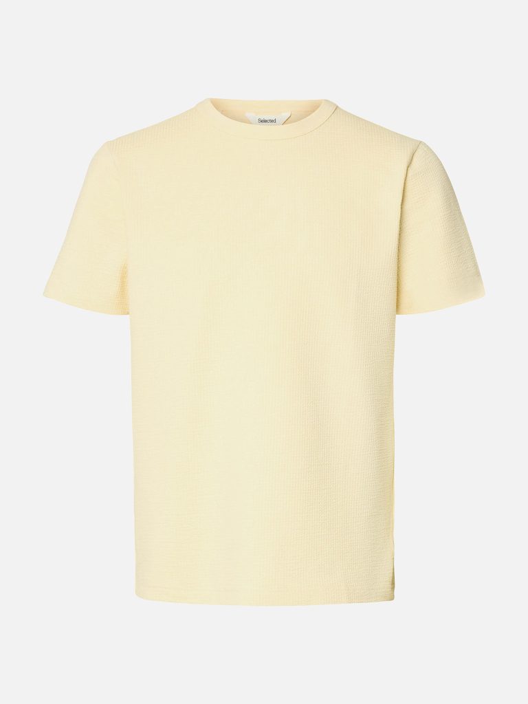 SLHSANDER SEERSUCKER SS ONECK TEE ANGORA