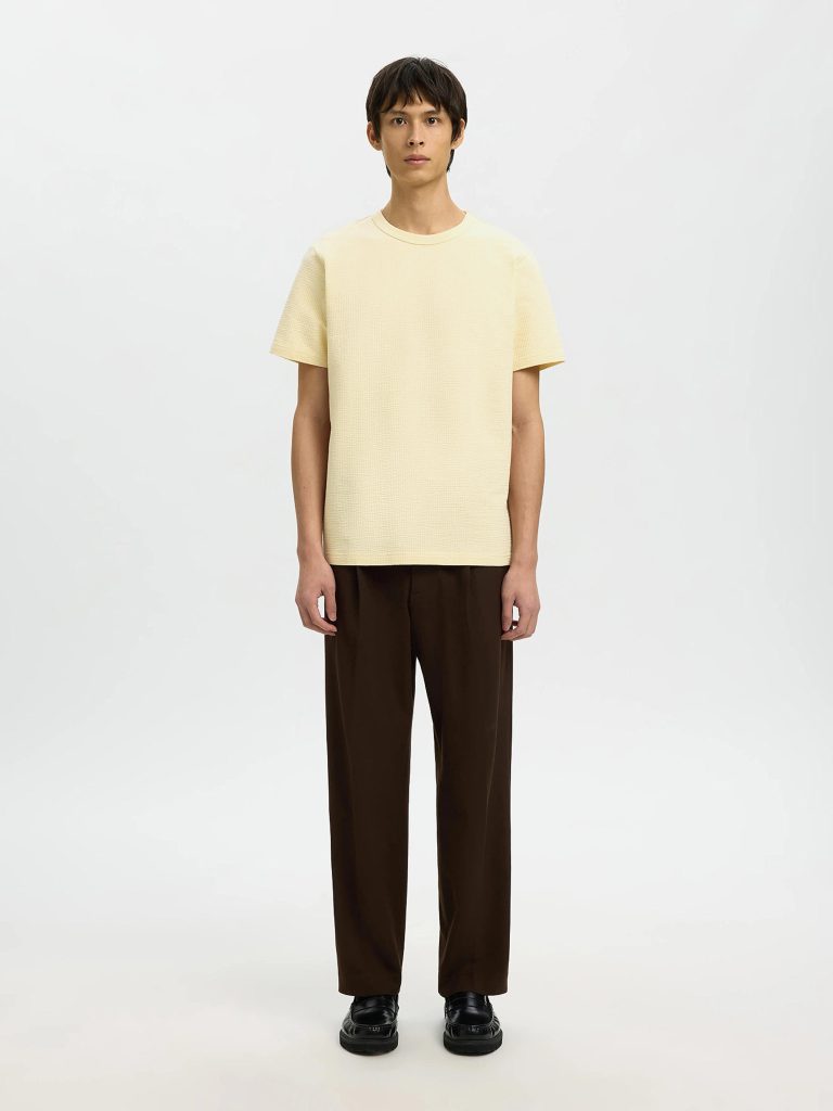 SLHSANDER SEERSUCKER SS ONECK TEE ANGORA