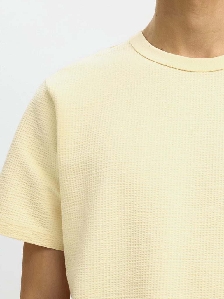 SLHSANDER SEERSUCKER SS ONECK TEE ANGORA