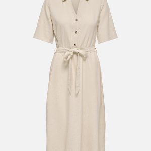 JDYSAY 24 MIDI SHIRT DRESS WVN NOOS OATMEAL – Image 1