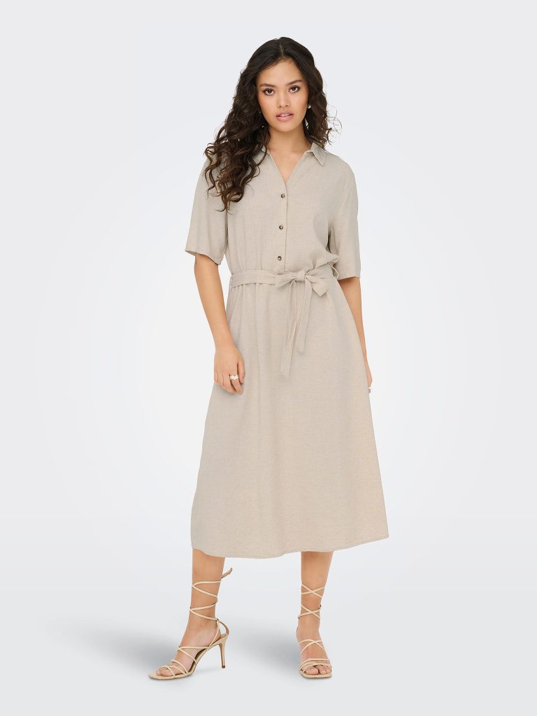 JDYSAY 24 MIDI SHIRT DRESS WVN NOOS OATMEAL