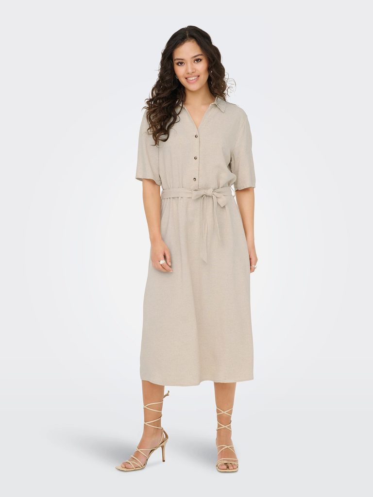 JDYSAY 24 MIDI SHIRT DRESS WVN NOOS OATMEAL