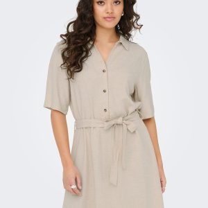 JDYSAY 24 MIDI SHIRT DRESS WVN NOOS OATMEAL – Image 6