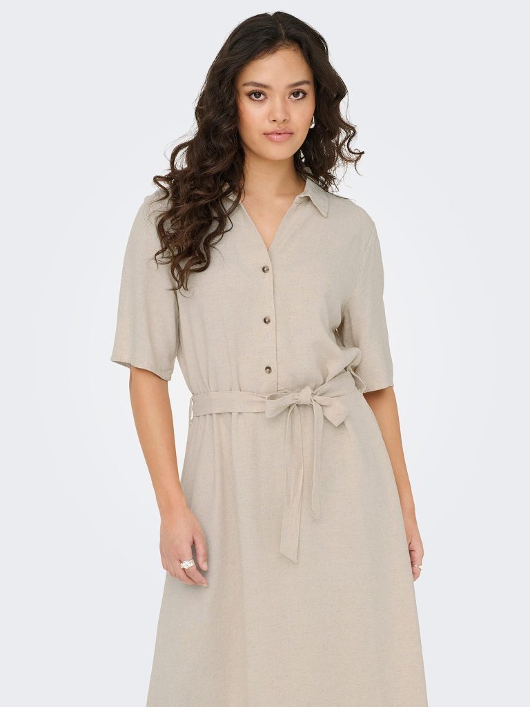 JDYSAY 24 MIDI SHIRT DRESS WVN NOOS OATMEAL