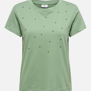 JDYHESTER LIFE SS STUD TOP HEDGE GREEN STUDS – Image 1