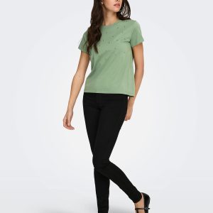 JDYHESTER LIFE SS STUD TOP HEDGE GREEN STUDS – Image 3