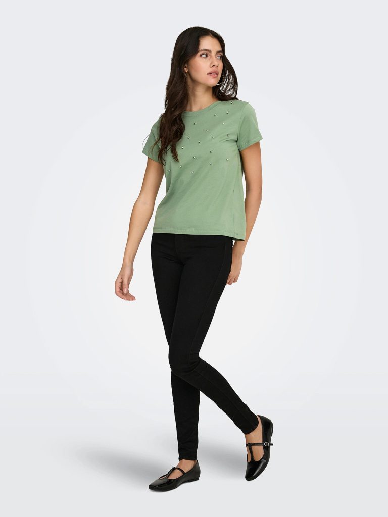 JDYHESTER LIFE SS STUD TOP HEDGE GREEN STUDS