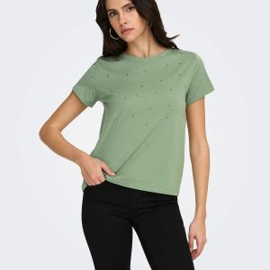 JDYHESTER LIFE SS STUD TOP HEDGE GREEN STUDS – Image 4
