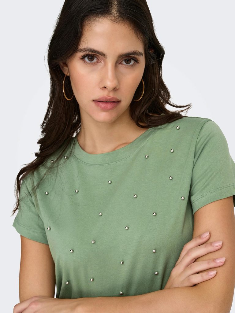 JDYHESTER LIFE SS STUD TOP HEDGE GREEN STUDS