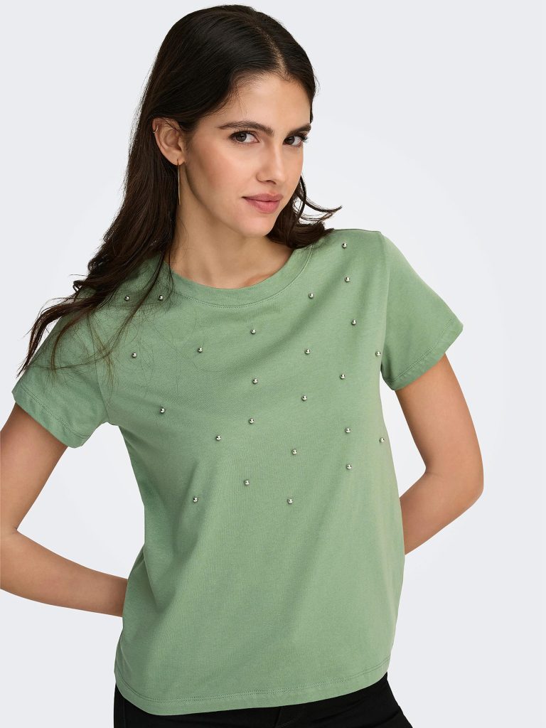 JDYHESTER LIFE SS STUD TOP HEDGE GREEN STUDS