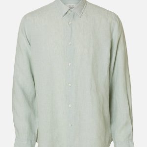 SLMREGCLAUS KYLIAN LINEN LS SHIRT AQUA GREY – Image 1