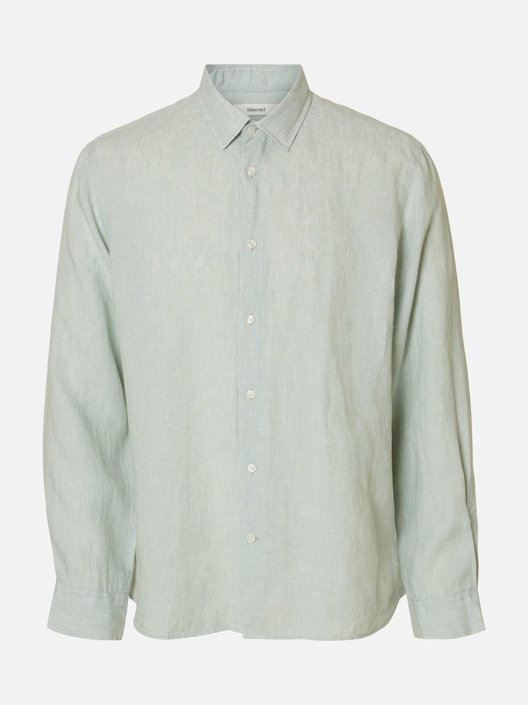 SLMREGCLAUS KYLIAN LINEN LS SHIRT AQUA GREY