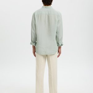 SLMREGCLAUS KYLIAN LINEN LS SHIRT AQUA GREY – Image 2