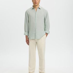 SLMREGCLAUS KYLIAN LINEN LS SHIRT AQUA GREY – Image 3