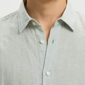 SLMREGCLAUS KYLIAN LINEN LS SHIRT AQUA GREY – Image 6