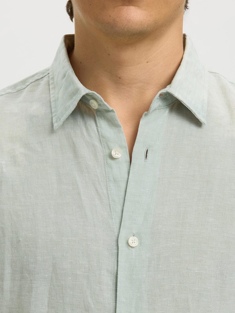 SLMREGCLAUS KYLIAN LINEN LS SHIRT AQUA GREY