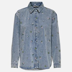 VERA FLOWER SHIRT BLUE DENIM - Image 1