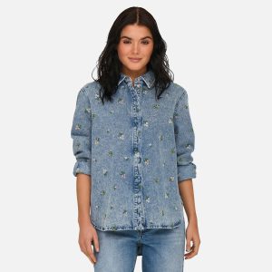 VERA FLOWER SHIRT BLUE DENIM - Image 3