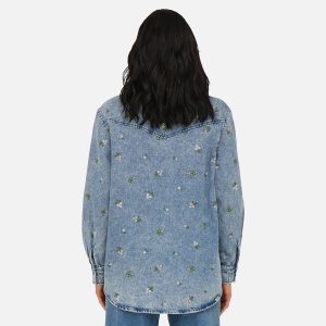 VERA FLOWER SHIRT BLUE DENIM - Image 4