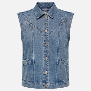 KENNEDY DENIM WAISTCOAT MED BLUE – Image 1