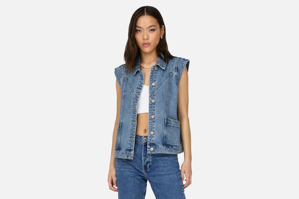 KENNEDY DENIM WAISTCOAT MED BLUE