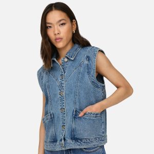 KENNEDY DENIM WAISTCOAT MED BLUE – Image 4