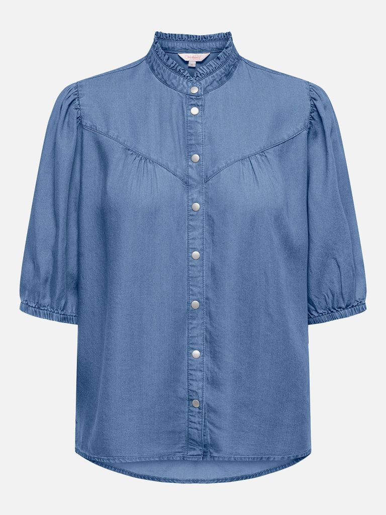 ONLCHARIS LIFE 24 FRILL SHIRT MED BLUE DENIM
