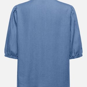 ONLCHARIS LIFE 24 FRILL SHIRT MED BLUE DENIM – Image 2