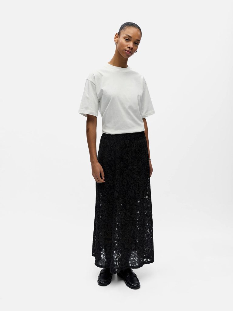 OBJBIANCA MW LO LONG SKIRT BLACK