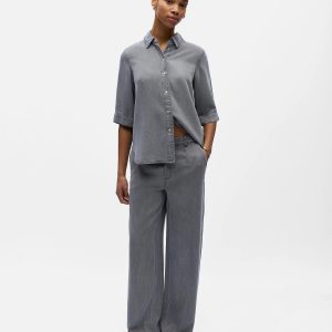 OBJFRAME LISA WIDE MW PANT NOOS LIGHT GREY – Image 4