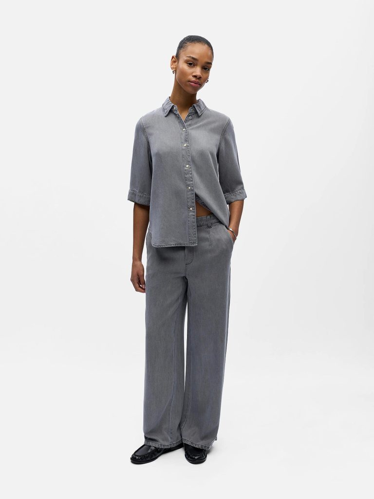 OBJFRAME LISA WIDE MW PANT NOOS LIGHT GREY
