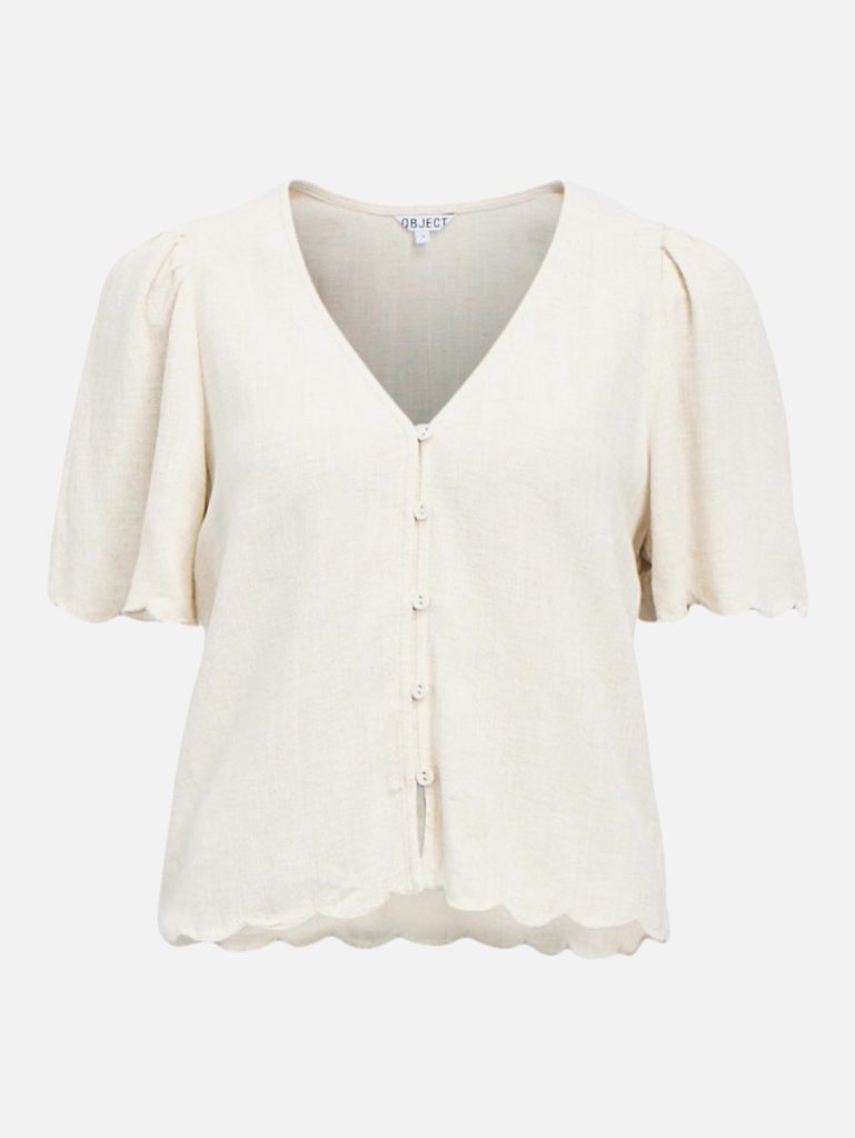 OBJSANNE 24 LO VNECK TOP SANDSHELL