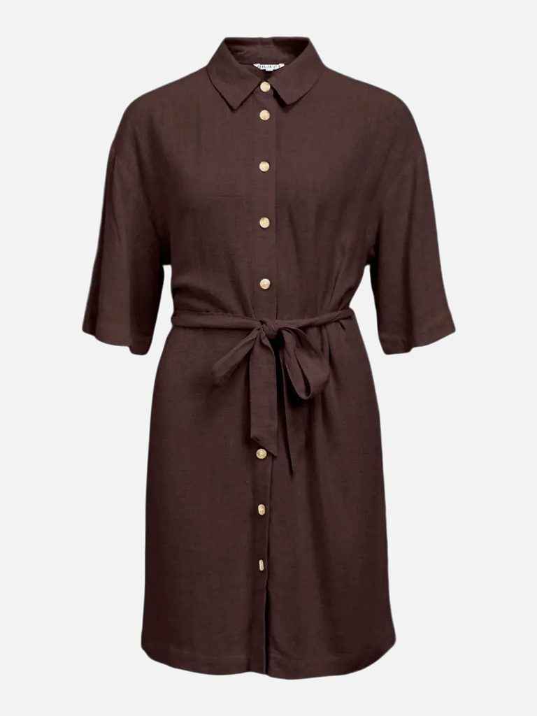 OBJSANNE 24 LO SHIRT DRESS SEAL BROWN