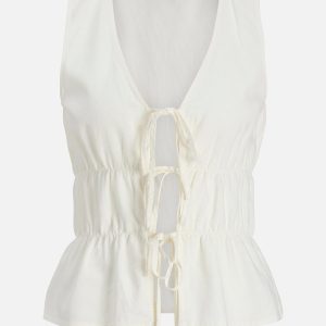 JXALMIRA LINEN BLEND TIE TOP BLANC DE BLANC – Image 1