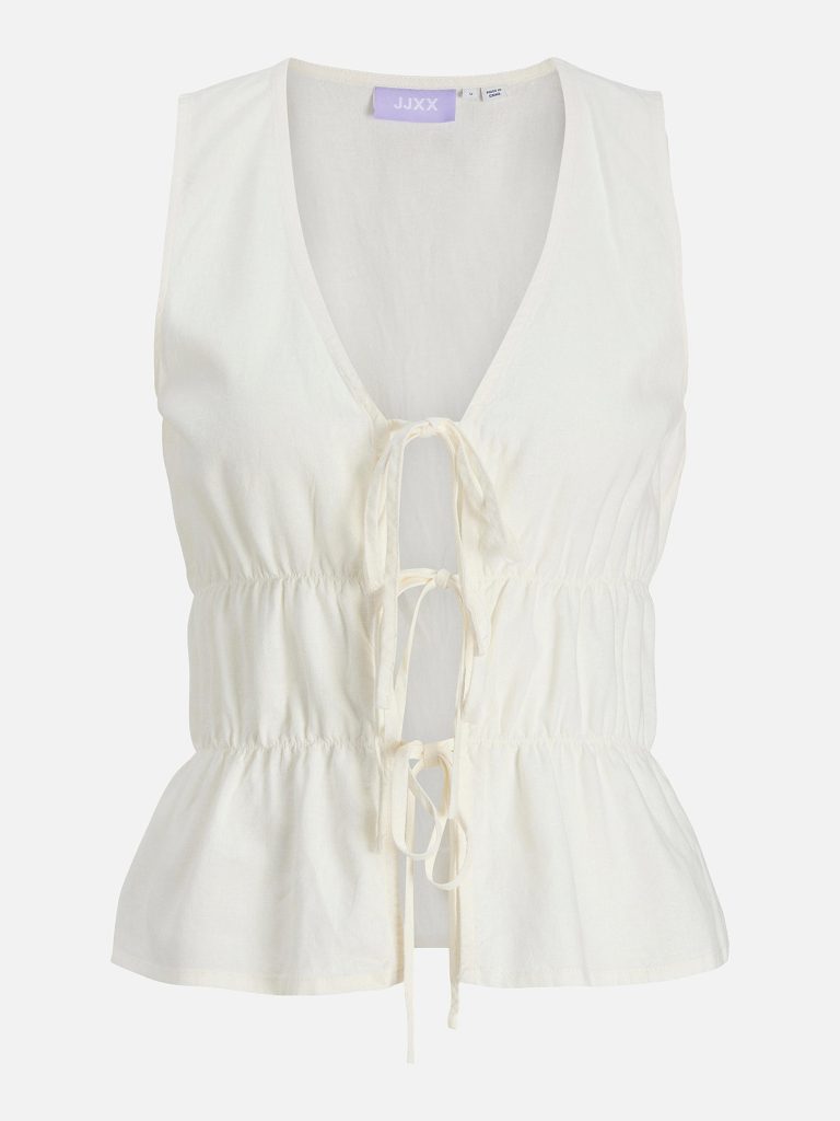 JXALMIRA LINEN BLEND TIE TOP BLANC DE BLANC