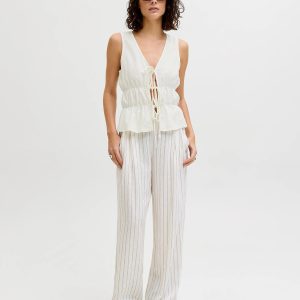 JXALMIRA LINEN BLEND TIE TOP BLANC DE BLANC – Image 3