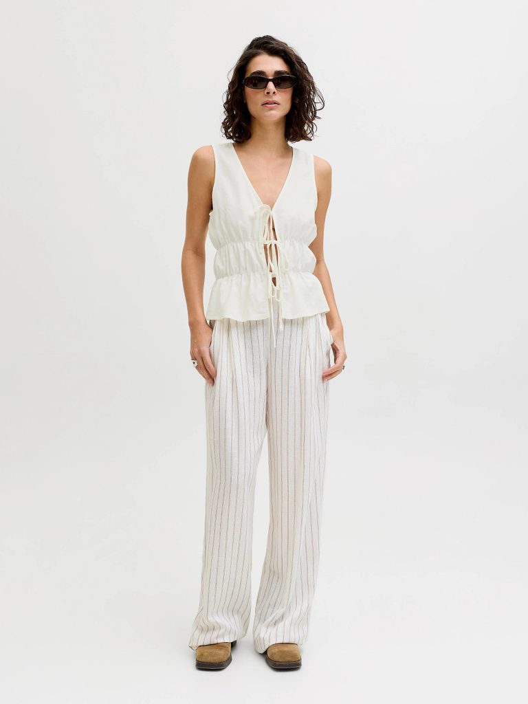JXALMIRA LINEN BLEND TIE TOP BLANC DE BLANC