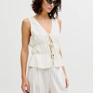JXALMIRA LINEN BLEND TIE TOP BLANC DE BLANC – Image 5