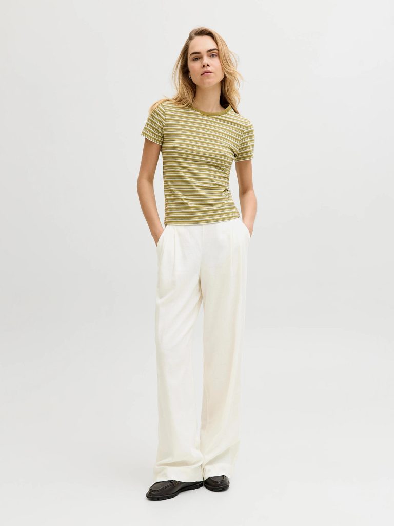 JXALMIRA LINEN BLEND HW PANT BLANC DE BLANC