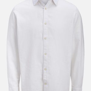 JJESUMMER LINEN BLEND SHIRT LS WHITE – Image 1