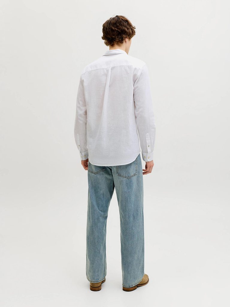 JJESUMMER LINEN BLEND SHIRT LS WHITE