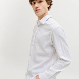 JJESUMMER LINEN BLEND SHIRT LS WHITE – Image 4