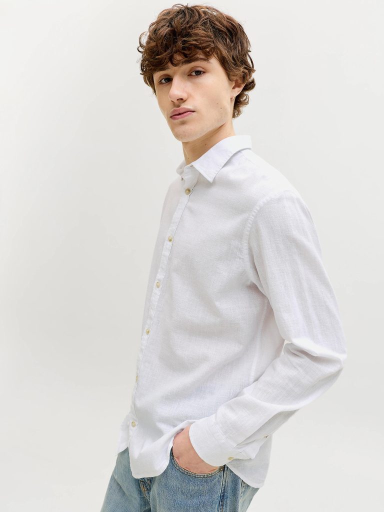 JJESUMMER LINEN BLEND SHIRT LS WHITE