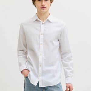 JJESUMMER LINEN BLEND SHIRT LS WHITE – Image 5